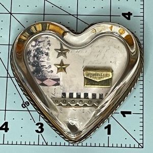 Vintage Heart Shaped paperweight w/scrapbook shadow box design.